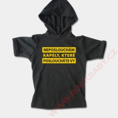 Dětské tričko s kapucí, krátký rukáv - Neposlouchám kapely