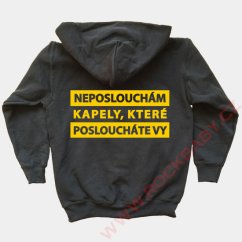 Dětská mikina s kapucí na zip - Neposlouchám kapely