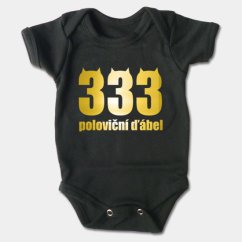 Kojenecké body krátký rukáv - 333 poloviční ďábel - zlatý potisk